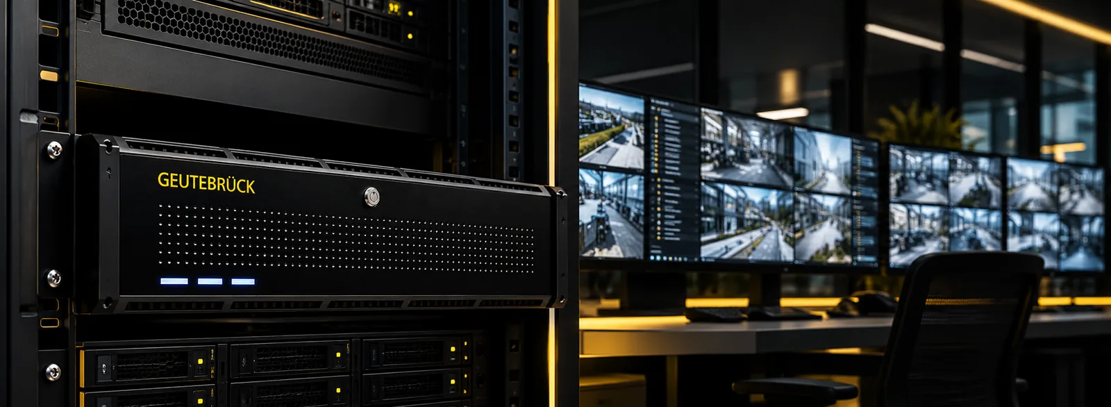Grabador Geutebrück en un rack de centro de control